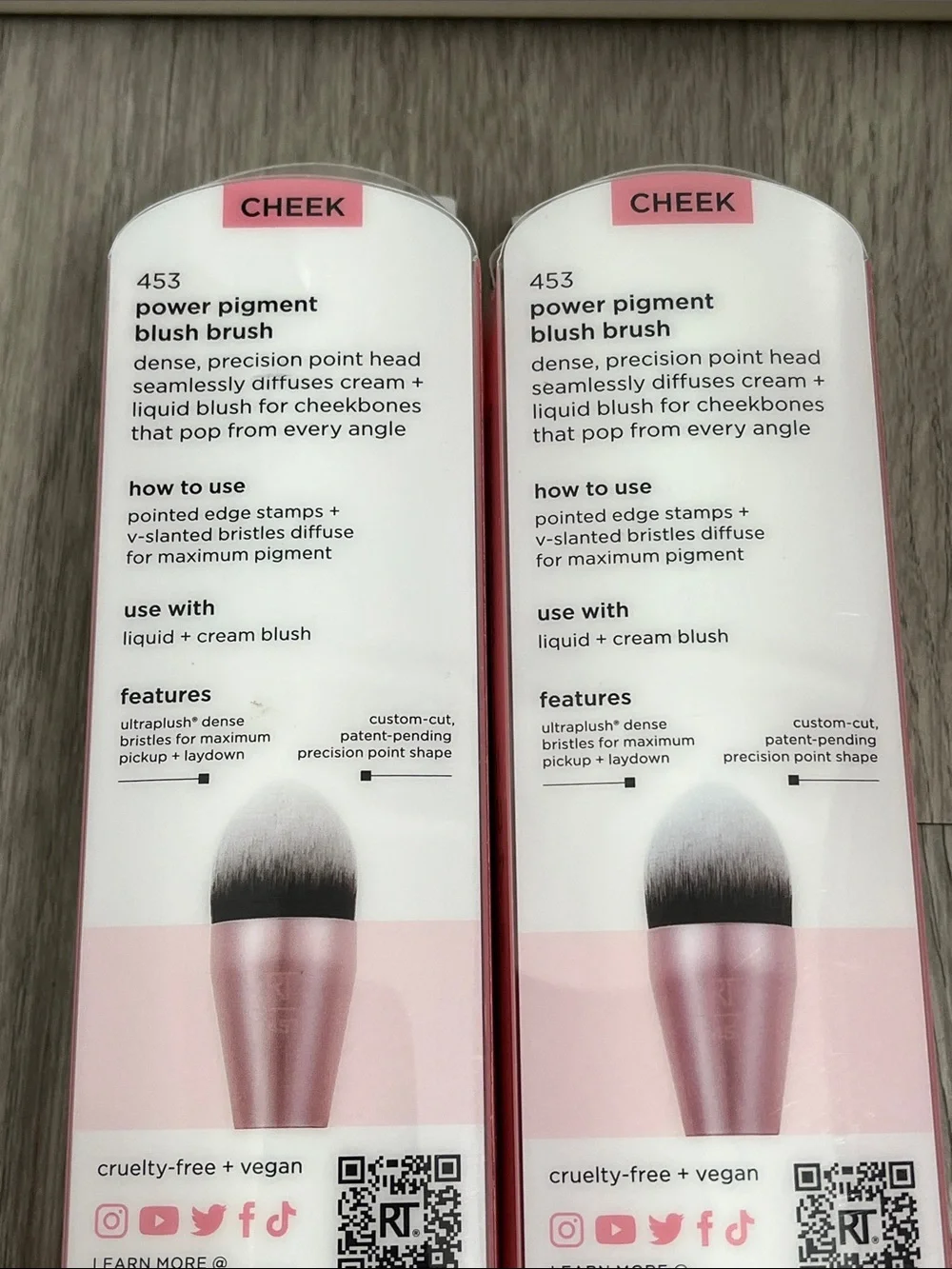 Real techniques power pigment blush brush lot of 2 pink